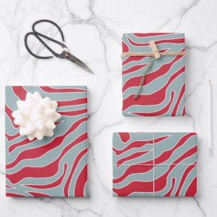 Christmas Zebra Print Wild Animal Print Pattern Wrapping Paper Sheets