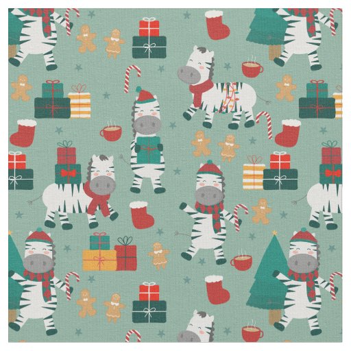 christmas zebra santa winter holiday ugly xmas fabric