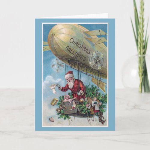Christmas zeppelin blimp greeting card
