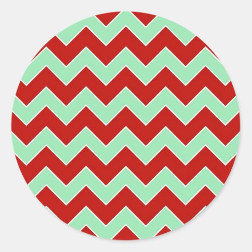 Christmas Zigzag Classic Round Sticker