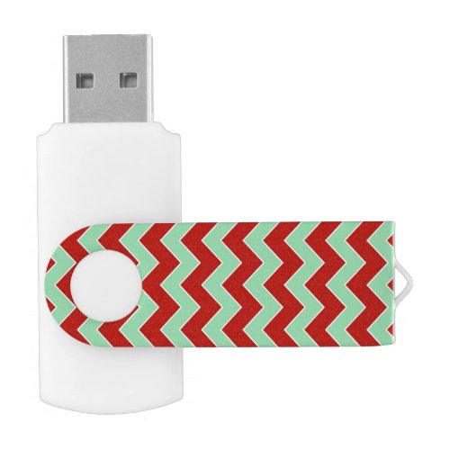 Christmas Zigzag Mint Green and Red Flash Drive