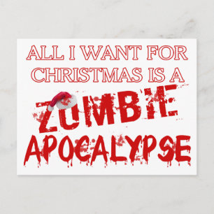 Christmas Zombie Apocalypse Holiday Postcard