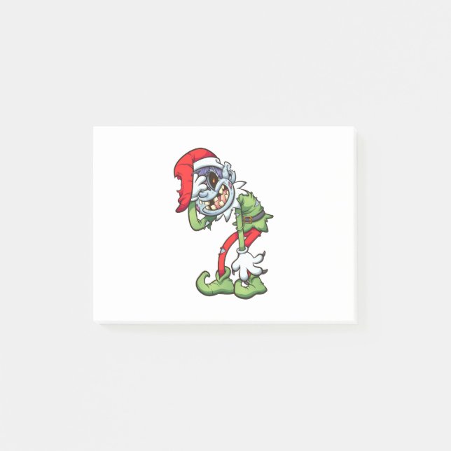 christmas zombie elf with evil smile post-it notes (Front)