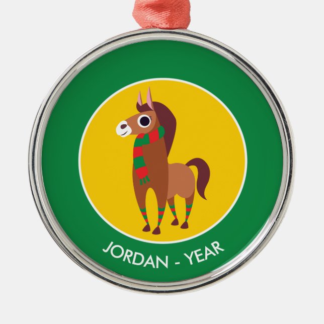 Christmas Zora the Horse Metal Ornament (Front)
