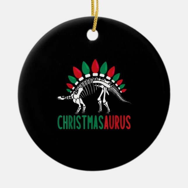 Christmasaurus Cute Christmas Dinosaur Tree Rex Di Ceramic Ornament (Front)