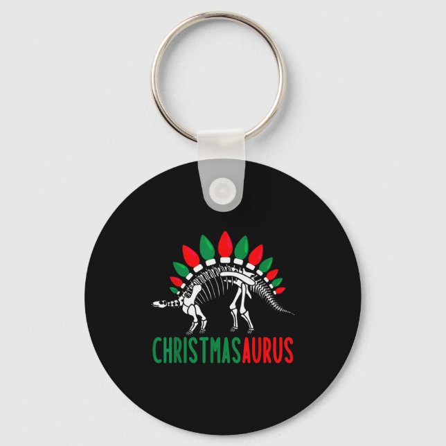 Christmasaurus Cute Christmas Dinosaur Tree Rex Di Keychain (Front)