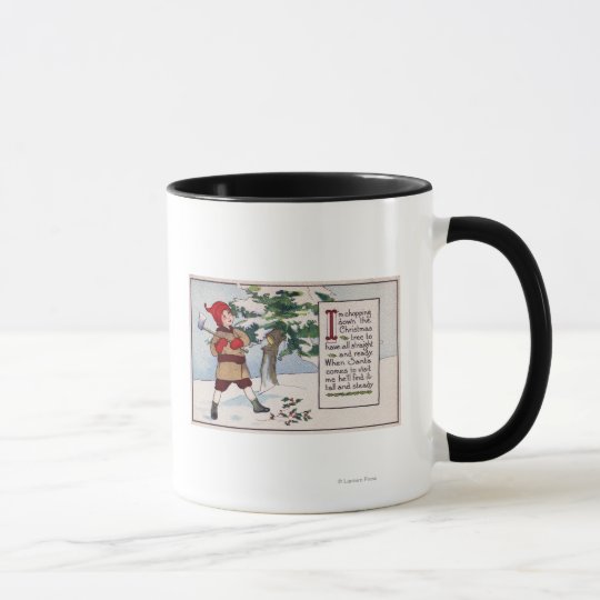 ChristmasBoy Chopping Down Christmas Tree Mug