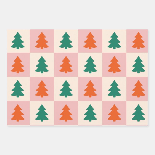 Christmass Trees Wrapping Paper Sheets (Front)