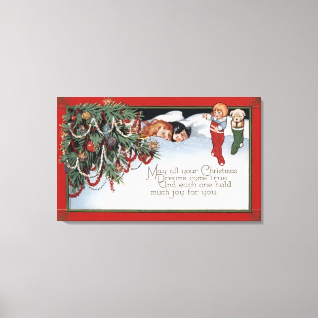 ChristmasSleeping Children and a Poem Canvas Print (Front)