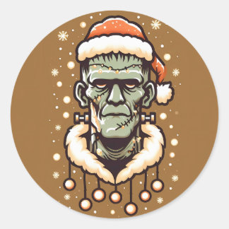 Christmassy Frankenstein Classic Round Sticker
