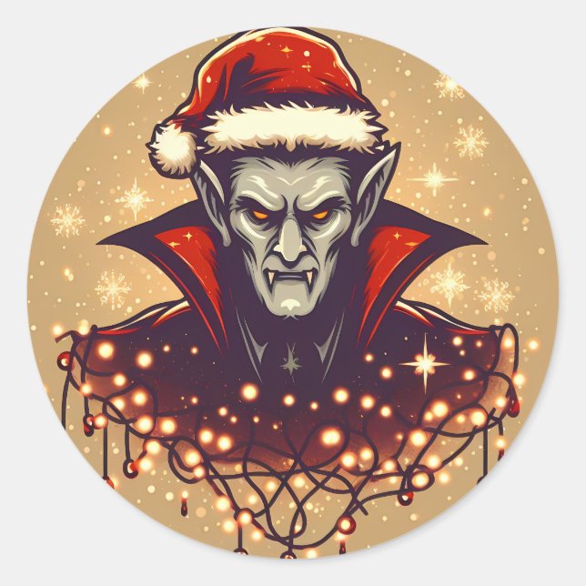 Christmassy Vampire Classic Round Sticker (Front)