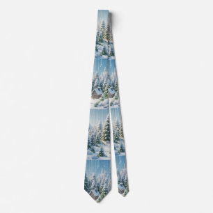 Christmassy Winter Snow Scene Neck Tie