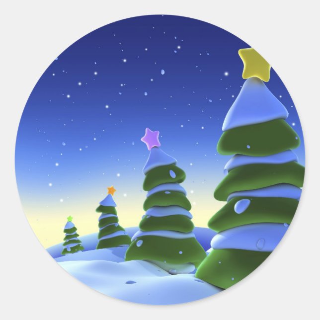 Christmast tree classic round sticker (Front)