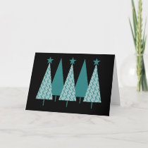 Christmast Trees Teal Ribbon - Ovarian Cancer Holiday Card