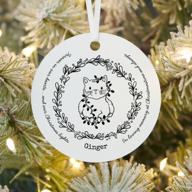 Christmastime Cat Pet Memorial  Metal Ornament (Insitu)