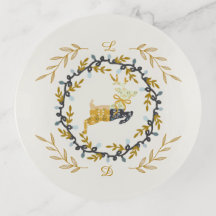Christmastime Deer with Wreath Yellow Cream
