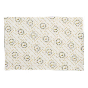 Christmastime Deer & Wreath Yellow Cream Pattern Pillow Case