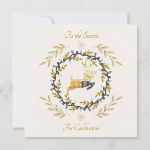 Christmastime Deer Yellow Cream Flat Card