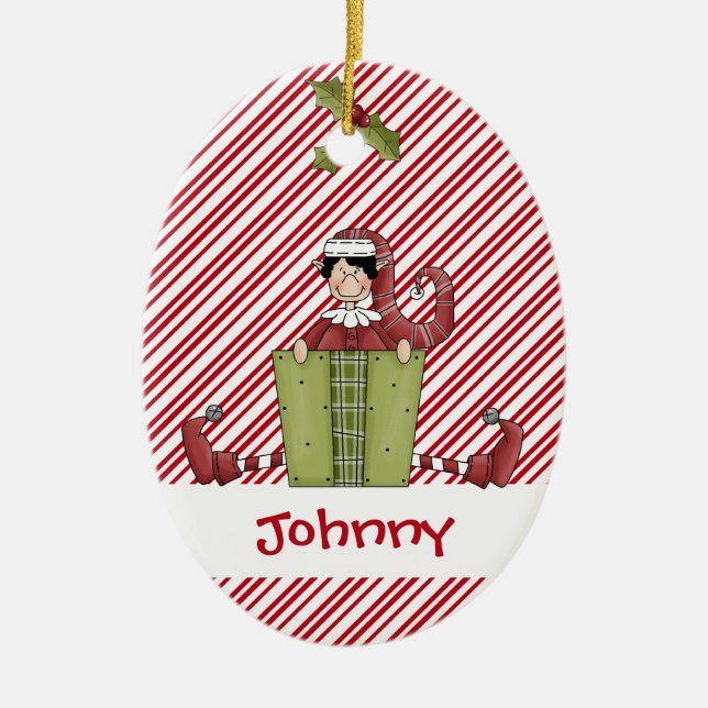 Christmastime Elf Buddy Gift Ceramic Ornament (Front)