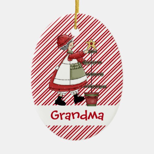 Christmastime Mrs Santa Claus Tree Ceramic Ornament