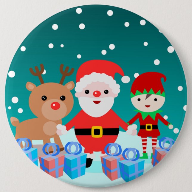 CHRISTMASTIME WITH SANTA AND HIS FRIENDS BUTTON (Front)