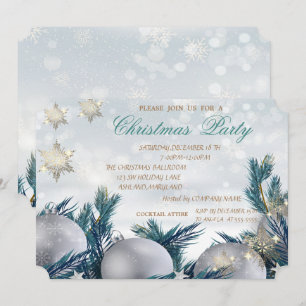 ChristmasTree Branch,Balls Company Christmas Party Invitation