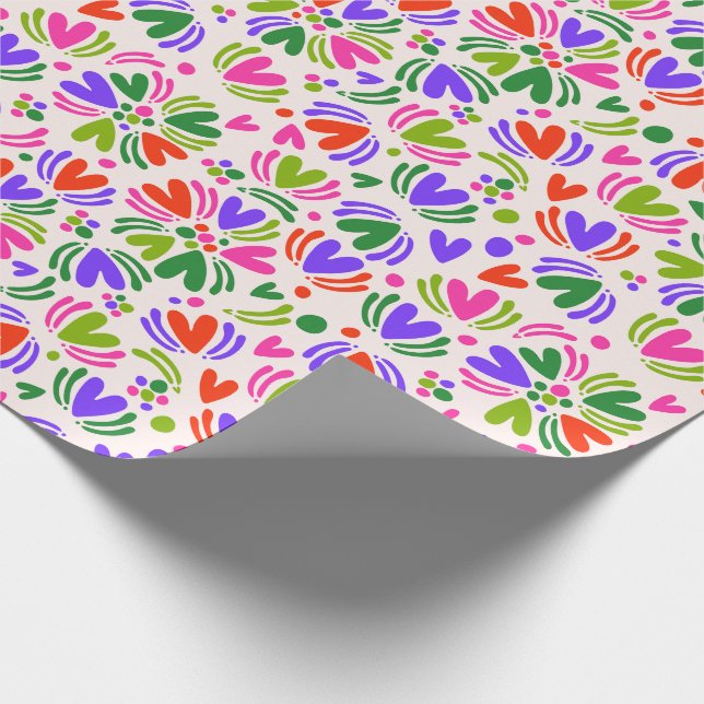 Christmasy Colorful Hearts and Polka dots Wrapping Paper (Corner)