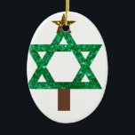 christmukkah christmas tree ceramic ornament<br><div class="desc">christmukkah, hanukkah, , "star of david", chanukka, christmukka chanukkah , "ugly christmas", hannukah, channukah, hanukka , "christmas tree", christmas, xmas, sequin, green gold, glitter, glittery, glittering white blank custom customize customized personalized funny jewish jew hebrew holidays</div>