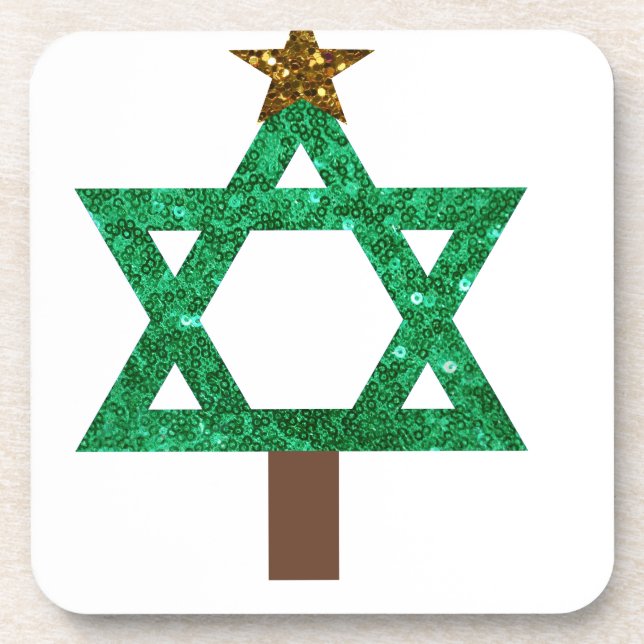 christmukkah christmas tree drink coaster (Front)