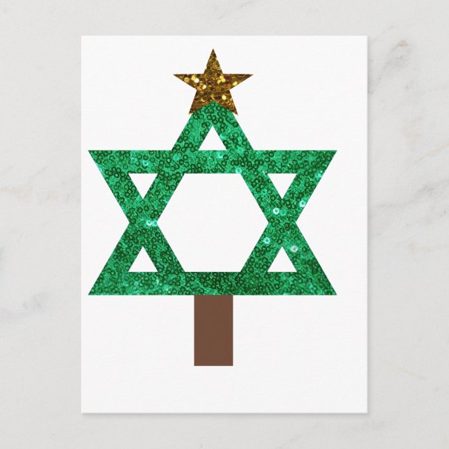 christmukkah christmas tree holiday postcard (Front)