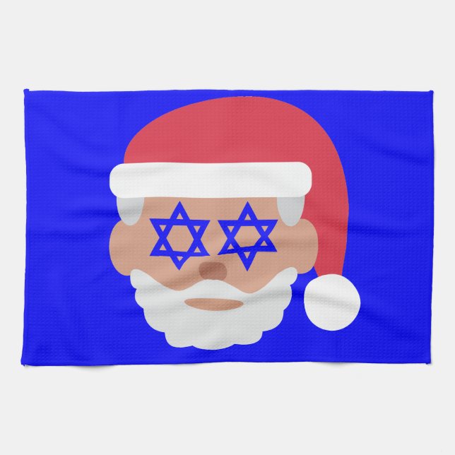 christmukkah santa claus emoji kitchen towel (Horizontal)