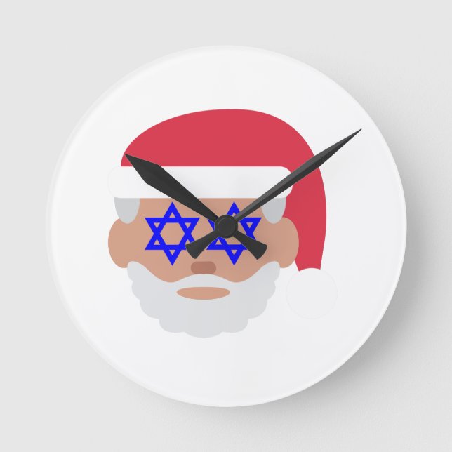 christmukkah santa claus emoji round clock (Front)
