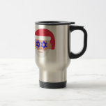 christmukkah santa claus emoji travel mug<br><div class="desc">christmukkah, hanukkah, chanukkah, santa, "santa claus", emoji, "santa emoji", "hanukkah emoji", , "star of david" "christmukkah emoji""christmas emoji" christmas, xmas, hannukah, channukah, "ugly christmas",  "red white blue", jewish, holidays, judaism, jew, emoticon, chrismukkah, christmukka</div>