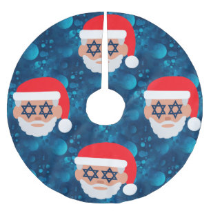 christmukkah santa emoji brushed polyester tree skirt