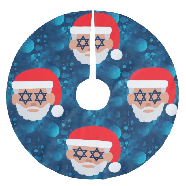 christmukkah santa emoji brushed polyester tree skirt (Front)