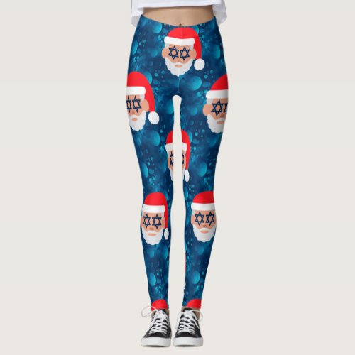 christmukkah santa emoji leggings