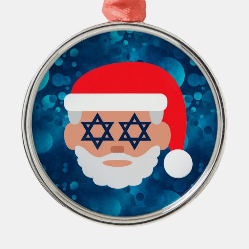 christmukkah santa emoji metal ornament