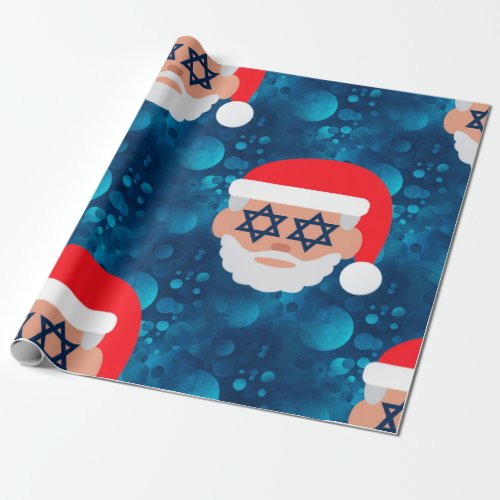 christmukkah santa emoji wrapping paper