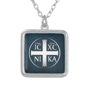 Christogram ICXC NIKA Jesus Conquers Silver Plated Necklace