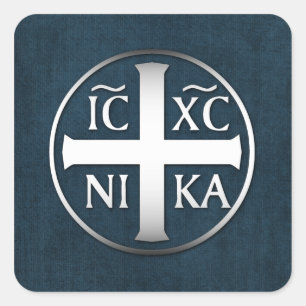 Christogram ICXC NIKA Jesus Conquers Square Sticker