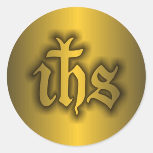Christogram IHS Gold Classic Round Sticker