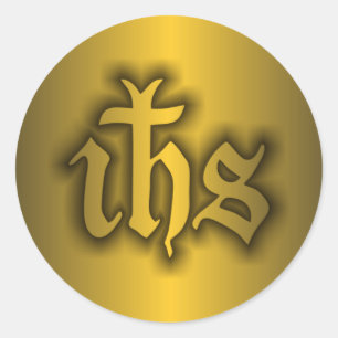 Christogram (IHS) Gold Classic Round Sticker