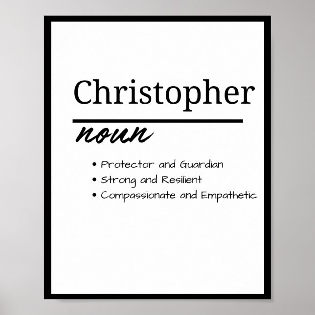 Christopher, Boy Personalized Name Definition Poster (Front)