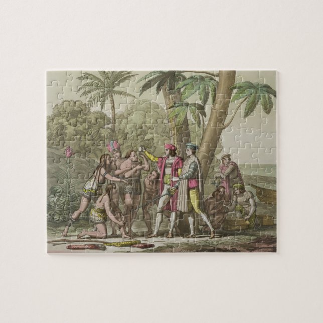 Christopher Columbus (1451-1506) with Native Ameri Jigsaw Puzzle (Horizontal)