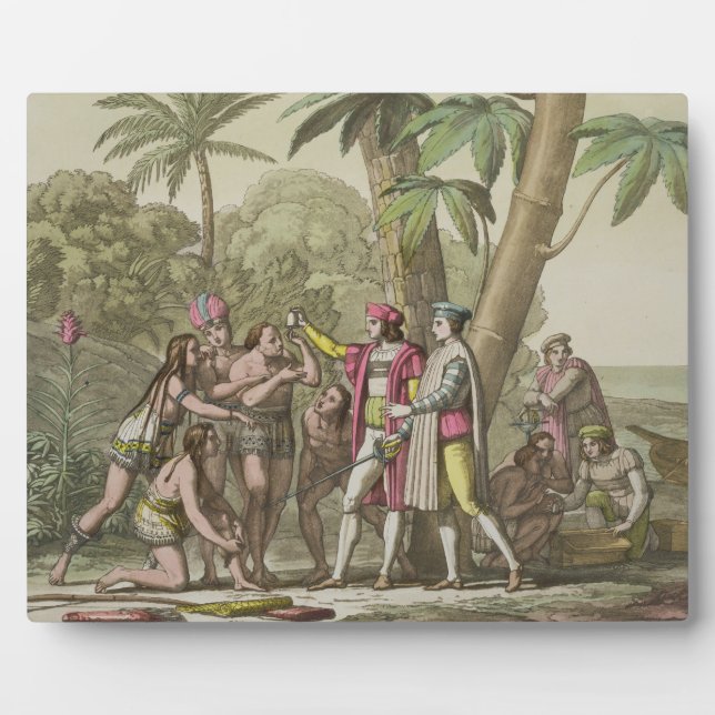 Christopher Columbus (1451-1506) with Native Ameri Plaque (Front)