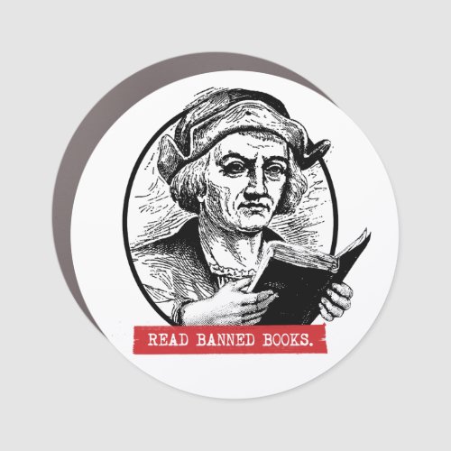 Christopher Columbus Reads Banned Books Car Magnet