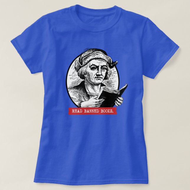 Christopher Columbus Reads Banned Books T-Shirt (Design Front)