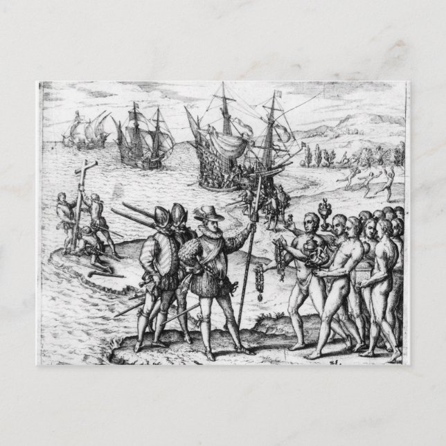 Christopher Columbus  receiving  gifts Postcard (Front)