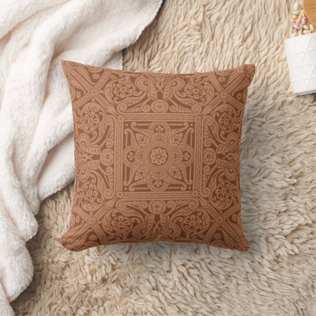 Christopher Dresser Medallion, Rust Throw Pillow (Blanket)