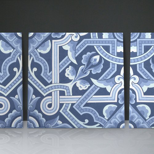 Christopher Dressers Delft Blue Floral Pattern Ceramic Tile